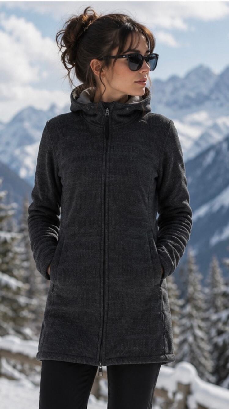 Bench knit parka fleece lined hooded jacket outdoor skiing snowboarding warm S